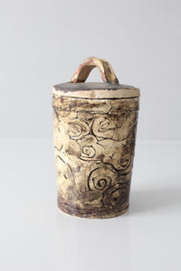 vintage handmade studio pottery lidded jar