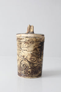 vintage handmade studio pottery lidded jar