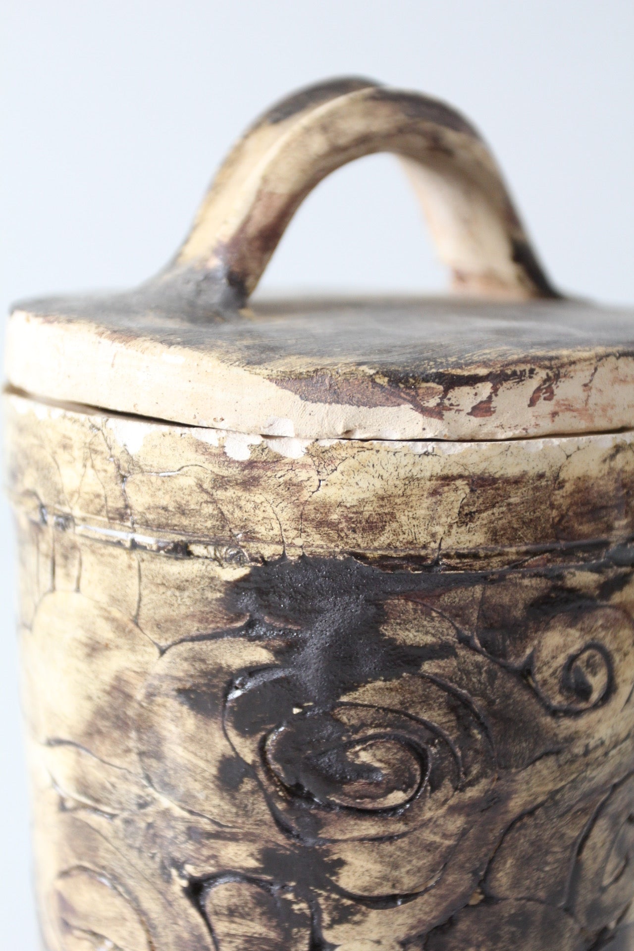 vintage handmade studio pottery lidded jar
