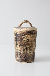 vintage handmade studio pottery lidded jar