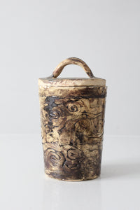 vintage handmade studio pottery lidded jar