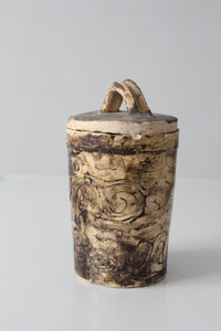 vintage handmade studio pottery lidded jar
