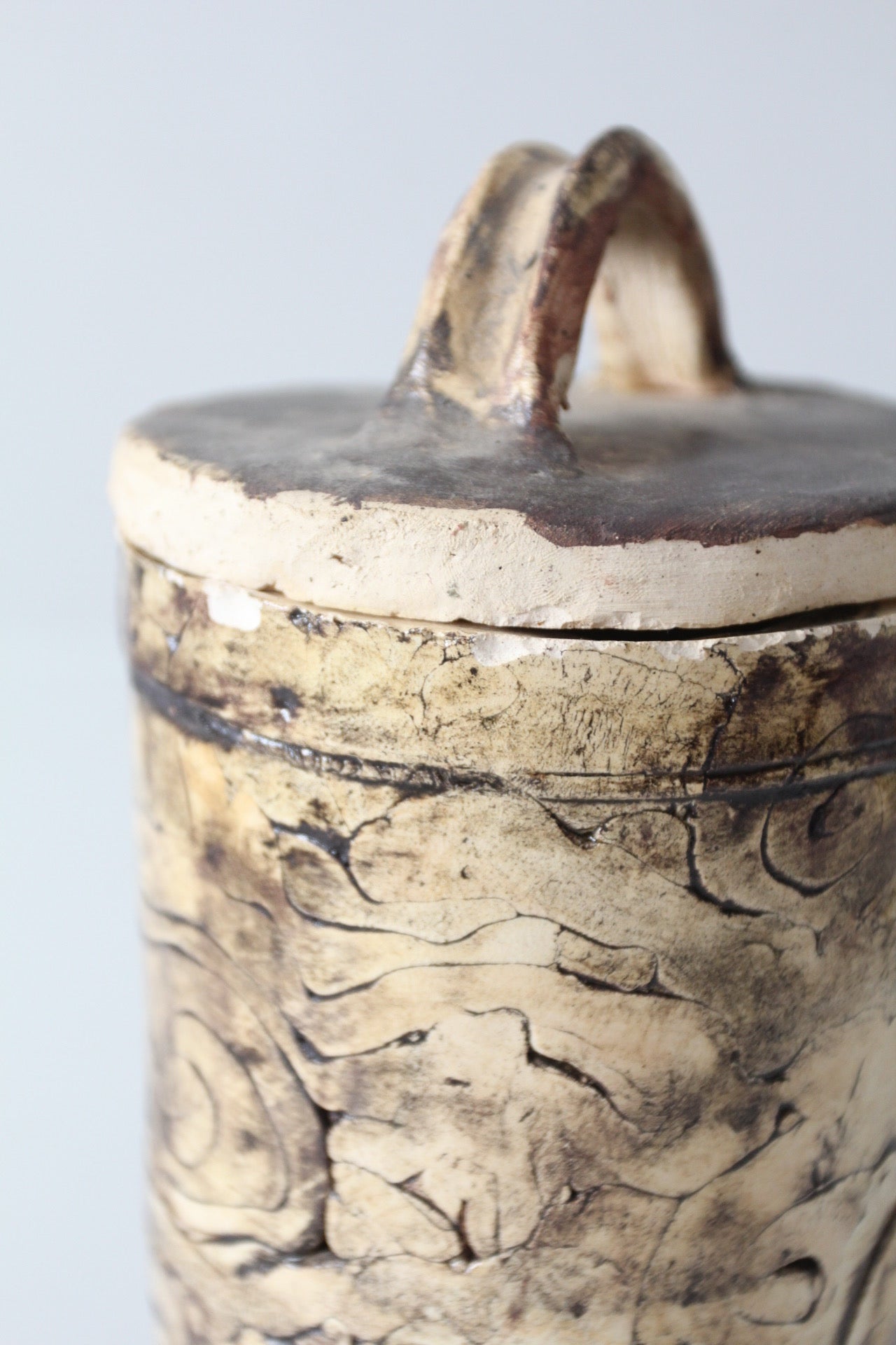 vintage handmade studio pottery lidded jar