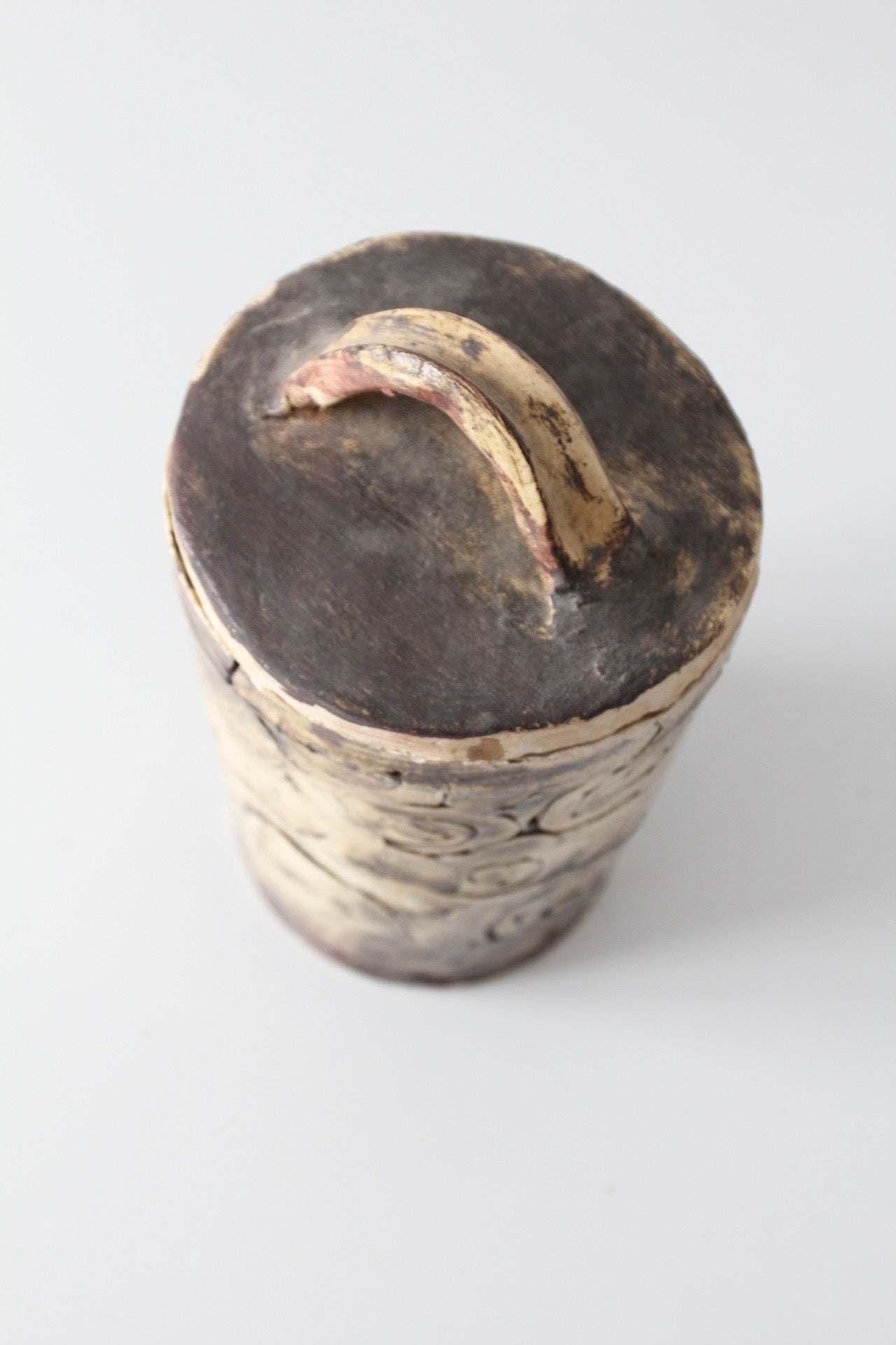 vintage handmade studio pottery lidded jar
