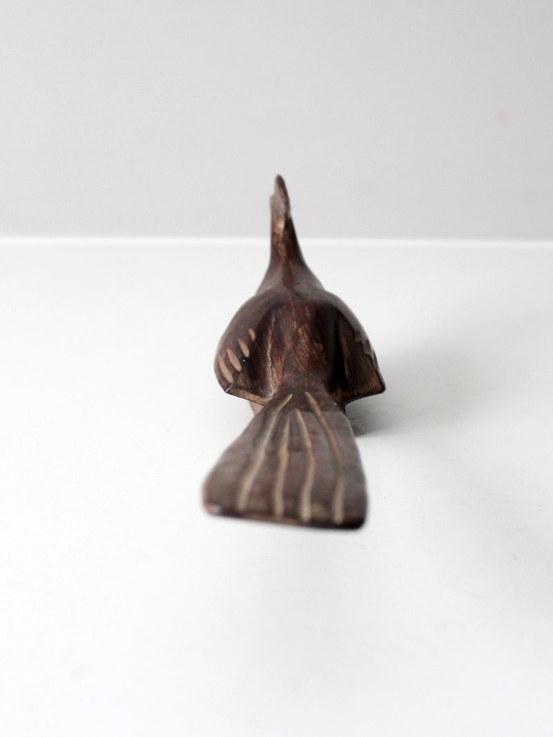 mid-century hand-carved ironwood roadrunner