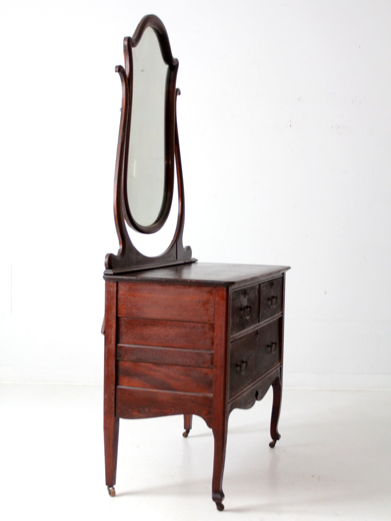 vintage dresser with mirror for sale Art Deco Beautiful Vintage Tiger Oak Serpentine