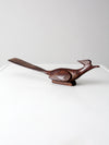 mid-century hand-carved ironwood roadrunner