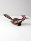 mid-century hand-carved ironwood roadrunner