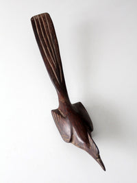 mid-century hand-carved ironwood roadrunner