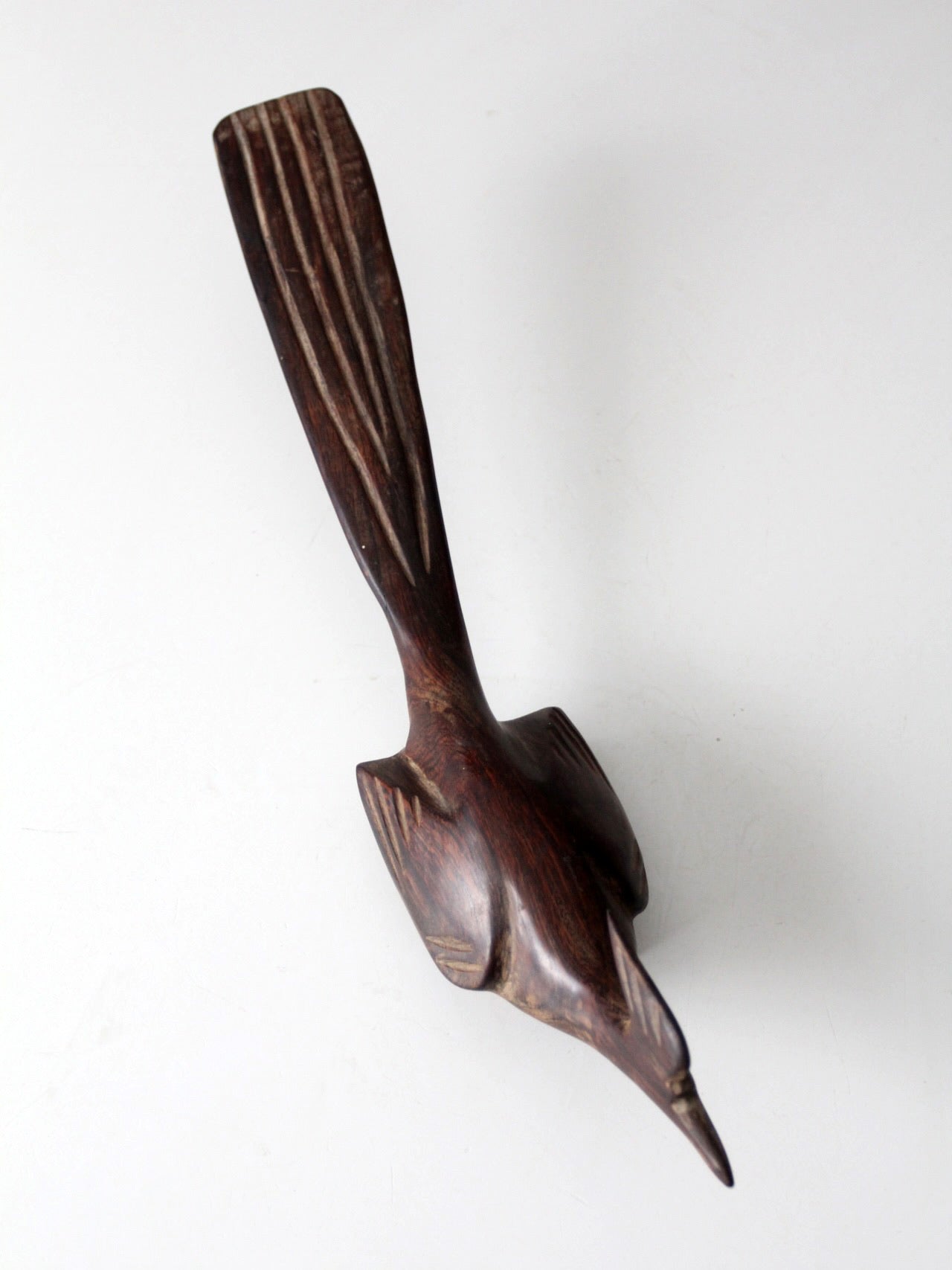 mid-century hand-carved ironwood roadrunner