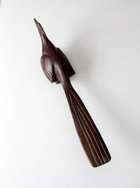 mid-century hand-carved ironwood roadrunner