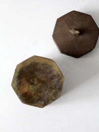 mid-century brass box with bird finial