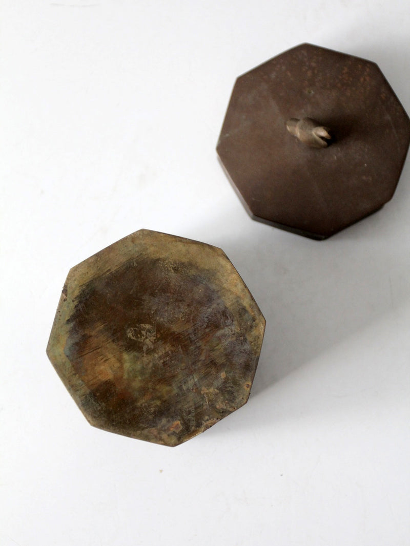 mid-century brass box with bird finial