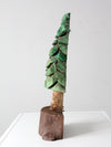 vintage hand-carved folk art pine tree sculpture