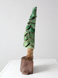 vintage hand-carved folk art pine tree sculpture