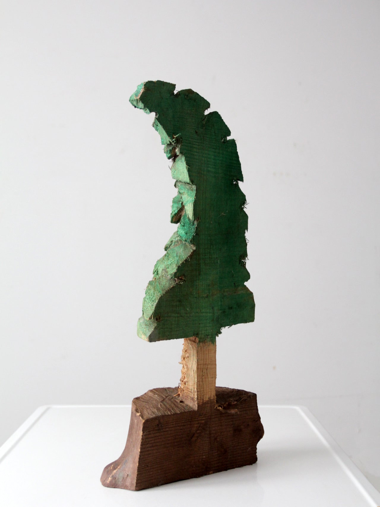 vintage hand-carved folk art pine tree sculpture