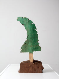 vintage hand-carved folk art pine tree sculpture