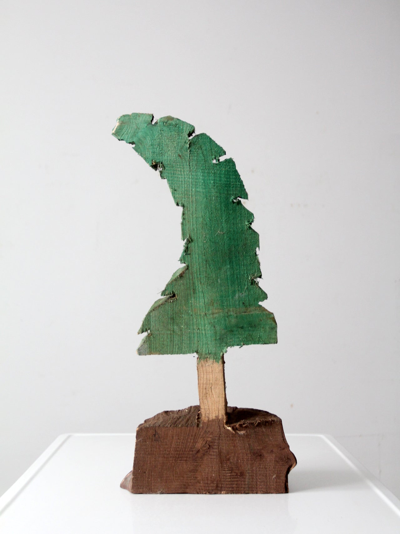 vintage hand-carved folk art pine tree sculpture