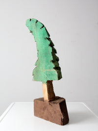 vintage hand-carved folk art pine tree sculpture