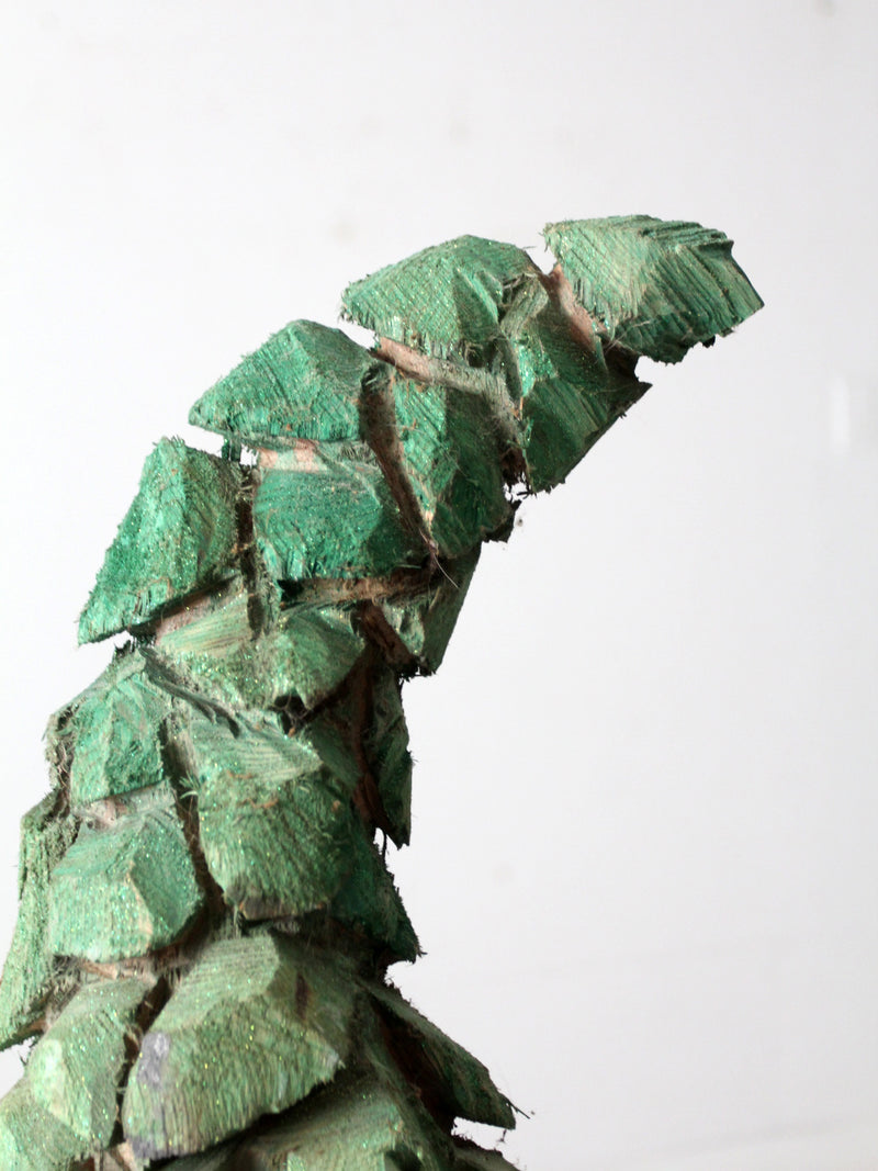 vintage hand-carved folk art pine tree sculpture