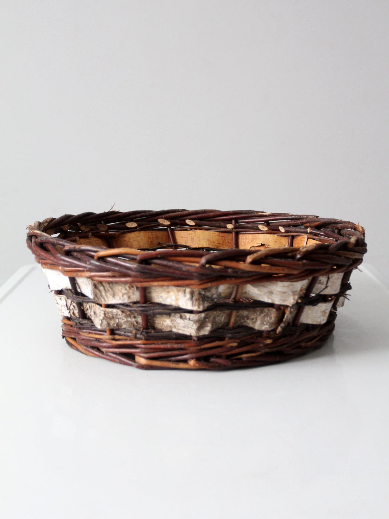 vintage woven birch and willow basket