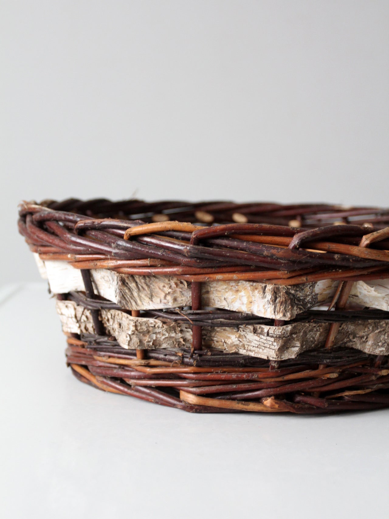 vintage woven birch and willow basket