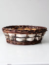 vintage woven birch and willow basket