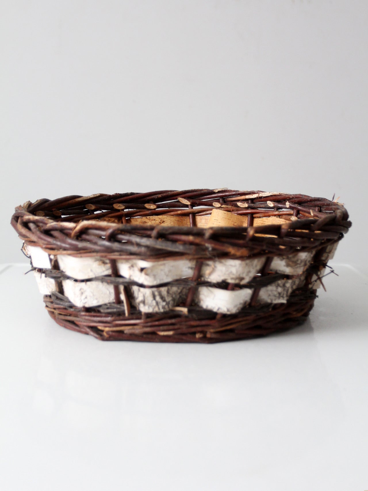 vintage woven birch and willow basket