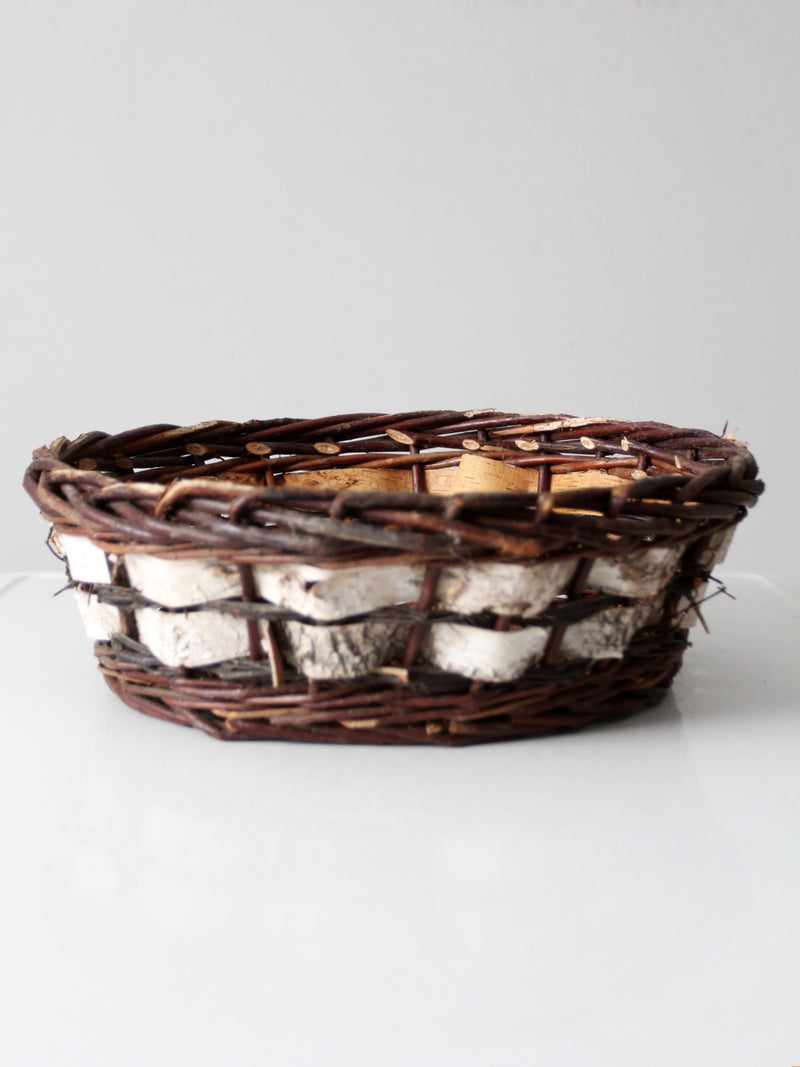 vintage woven birch and willow basket