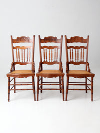 antique Eastlake Revival cane seat dining chairs | set of 3