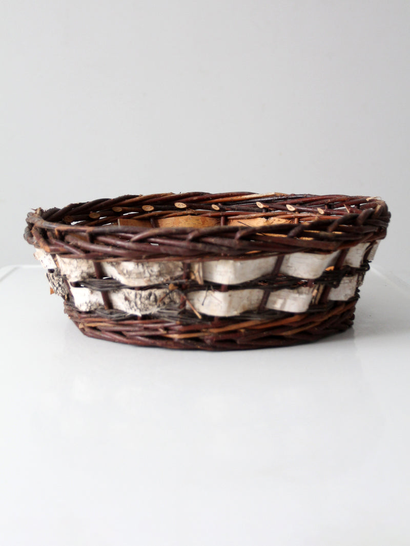 vintage woven birch and willow basket