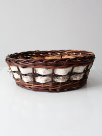 vintage woven birch and willow basket