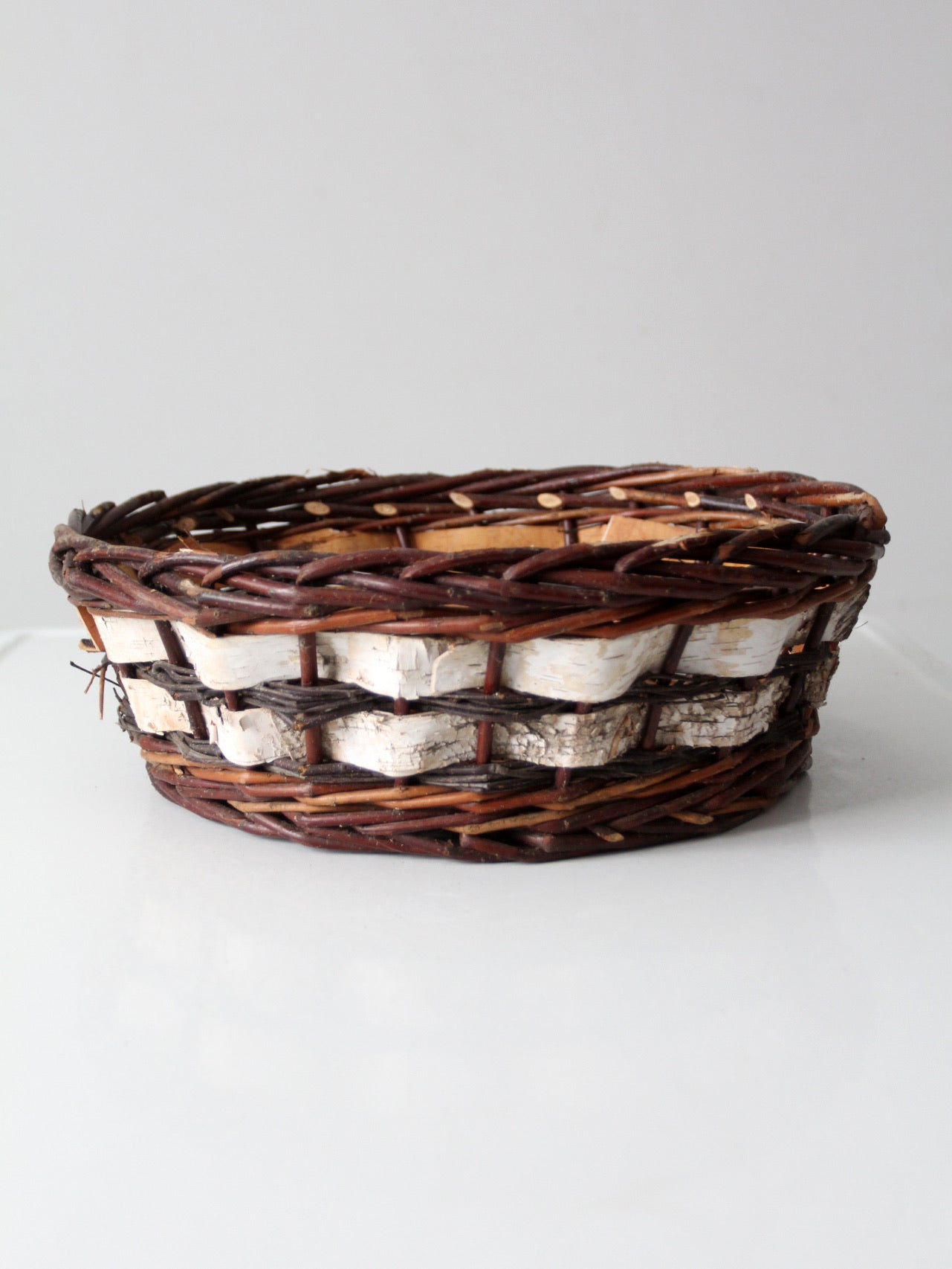 vintage woven birch and willow basket