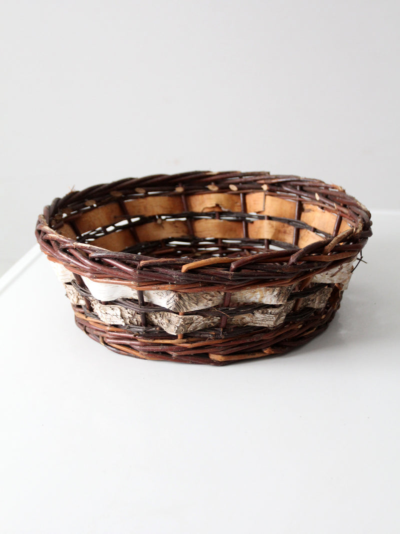 vintage woven birch and willow basket