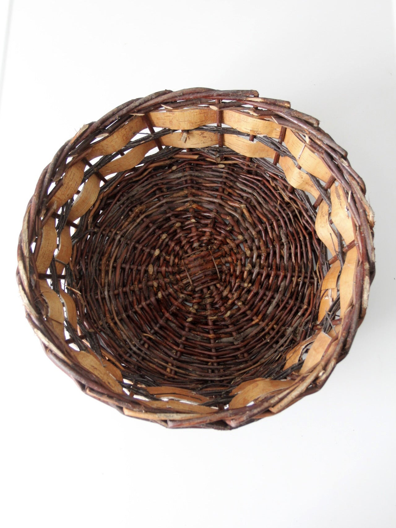 vintage woven birch and willow basket