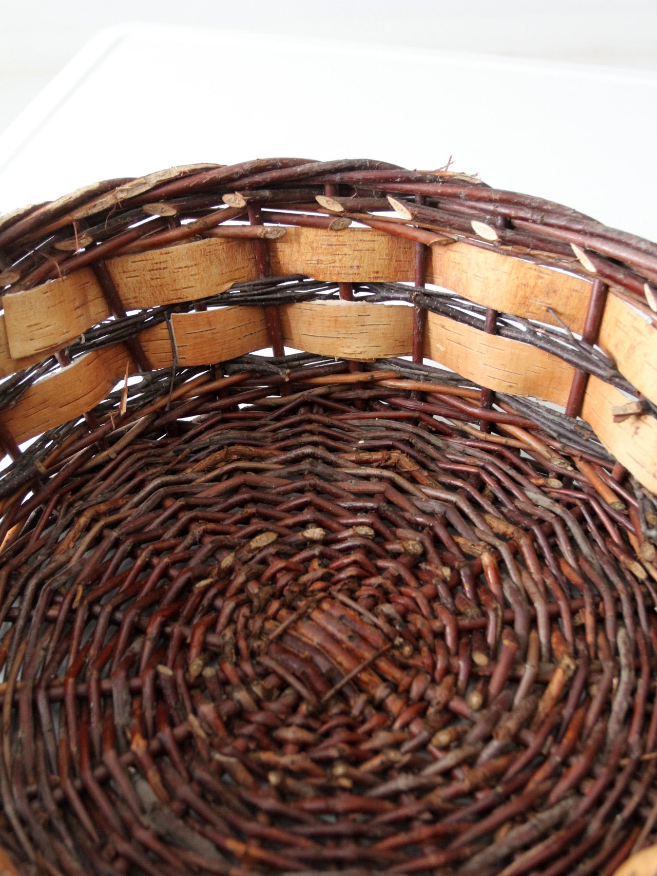 vintage woven birch and willow basket
