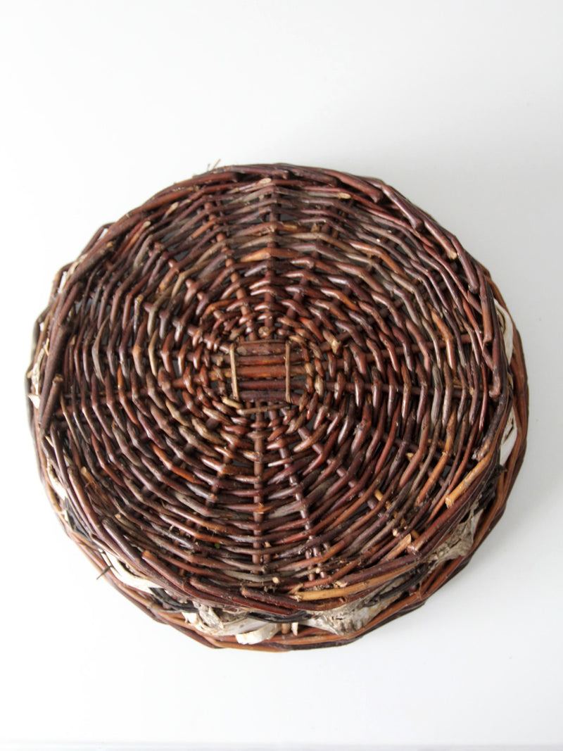 vintage woven birch and willow basket
