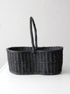 vintage black woven gathering basket