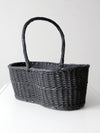 vintage black woven gathering basket