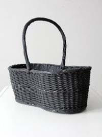 vintage black woven gathering basket