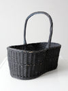 vintage black woven gathering basket