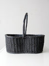 vintage black woven gathering basket