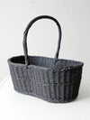 vintage black woven gathering basket