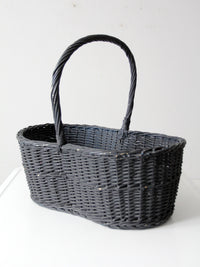 vintage black woven gathering basket