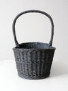 vintage black woven gathering basket