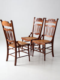 antique Eastlake Revival cane seat dining chairs | set of 3