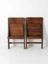 mid-century slat wood folding chairs pair