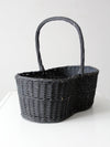 vintage black woven gathering basket