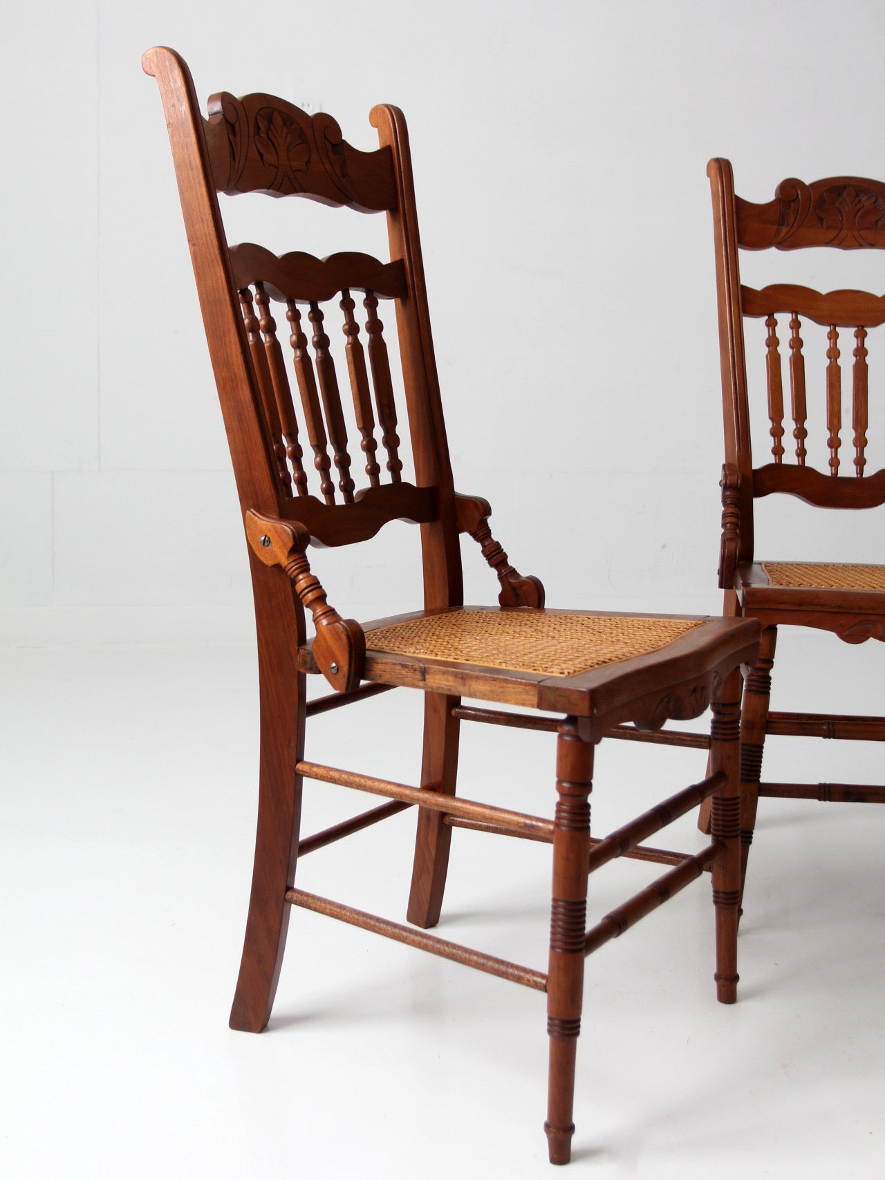 antique Eastlake Revival cane seat dining chairs | set of 3