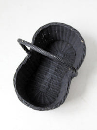 vintage black woven gathering basket